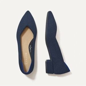 NWT Rothy's The High Point Comfort Heel Navy Herringbone Sustainable Pump 12.5